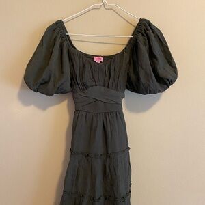 Elegant Black Puff Sleeve Dress